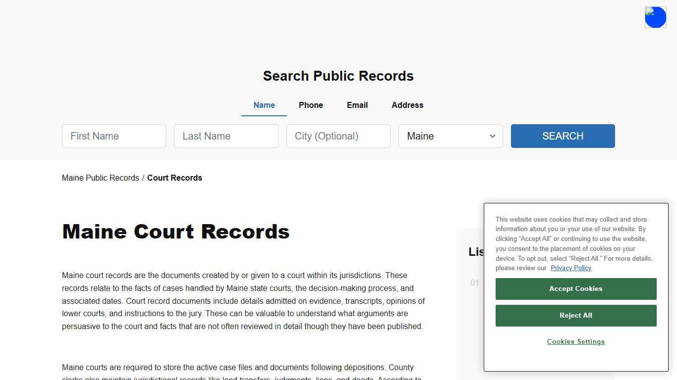 Main Court Records and Case Search Online